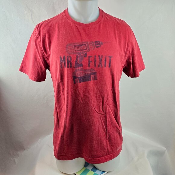 Life Is Good Mens Size Medium Red Mr Fix It Graphic T-Shirt Drill Tool Dad Tee 1 - Picture 1 of 9